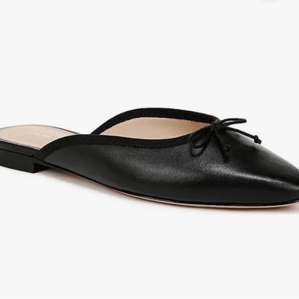 Veronica Beard Catherine Mule Flats Black Leather Bow Size 8 - Picture 9 of 10